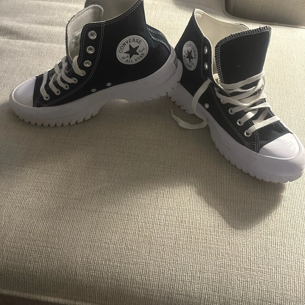 Converse Women's Black and White Platform Sneakers - Picture 2 of 5